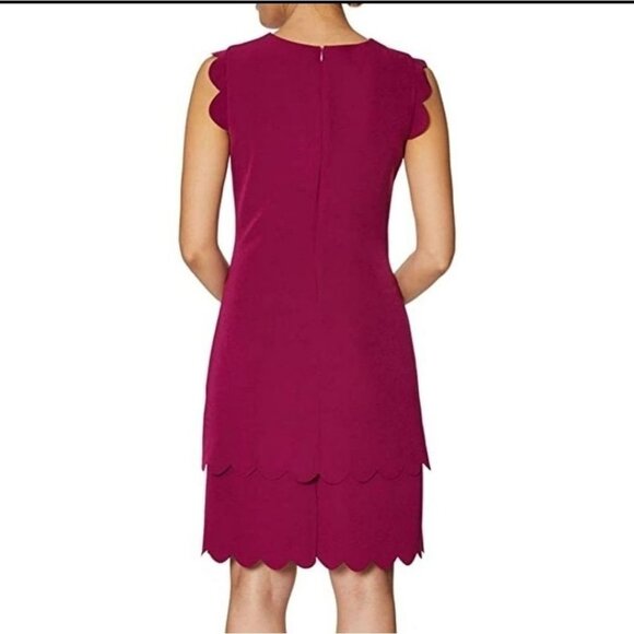 Betsey Johnson's Scalloped Sheath Dress Sleeveless Sangria Size 8 - Picture 2 of 12